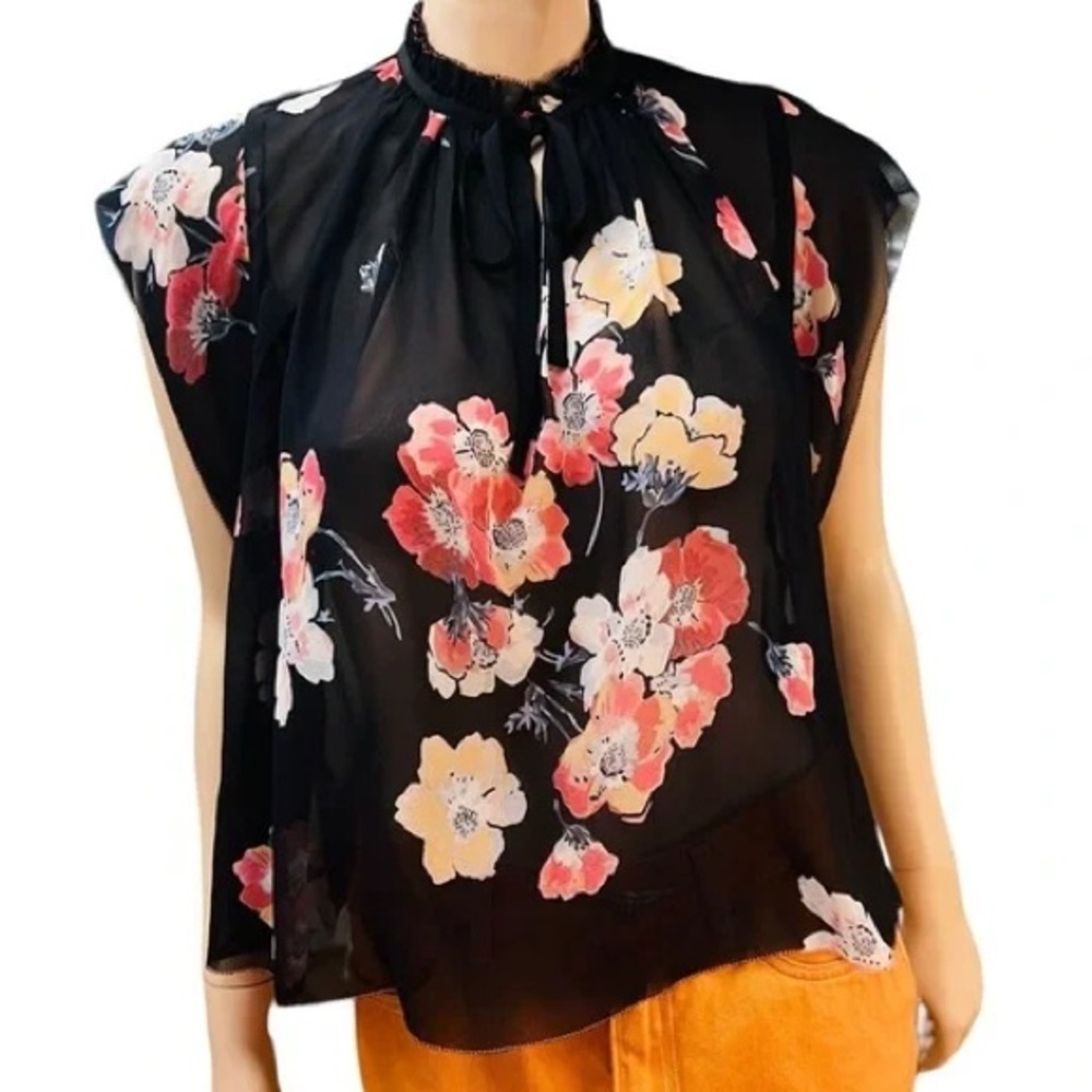 Ulla Johnson Saadi Silk Georgette Top Sz-10